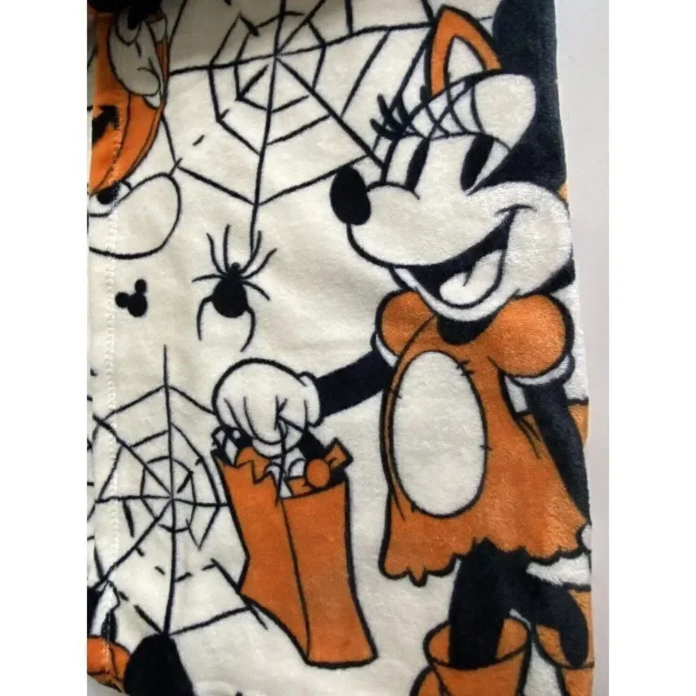 Disney Mickey &‎ Minnie Mouse Pumpkin Halloween Plush Throw Blanket 50X70” NEW
